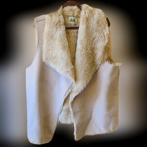 LOFT Plus Faux Suede & Fur Vest Reversible Waterfall 20